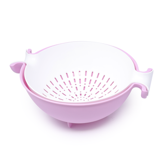 Pink and White Round Strainer