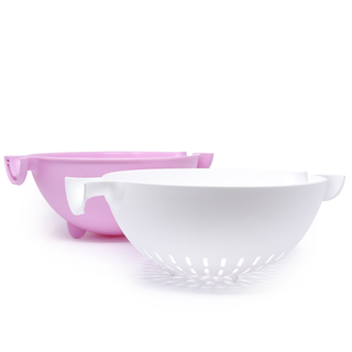 Pink and White Round Strainer