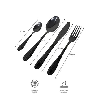 Cutlery Set Black for 4 People - 16 Pieces