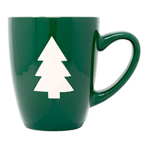 Green Ceramic Holiday Mug with White Christmas Tree – 356 ml