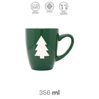 Green Ceramic Holiday Mug with White Christmas Tree – 356 ml