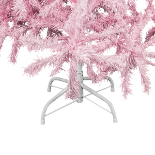 Pink Flocked Artificial Christmas Tree – 150 cm (5 ft) Romantic Holiday Decor with Metal Base