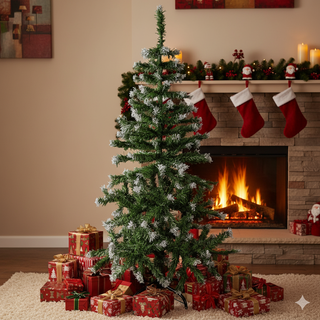 Snow-Flocked Artificial Christmas Tree – 47" (120 cm) Classic Pine with Metal Base