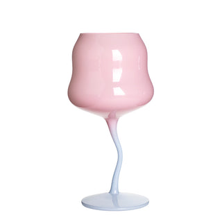 Pink and Blue Wavy Wine Glass