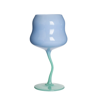 Blue and Green Wavy Wine Glass