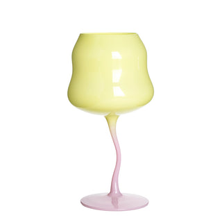 Yellow and Pink Wavy Wine Glass
