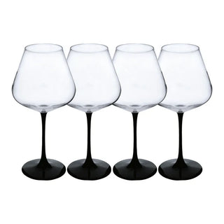 Set of 4 Crystal Glasses with Black Base - 24.3 oz