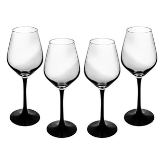 Set of 4 Crystal Glasses with Black Base - 24.3 oz
