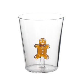 Set of 6 Glasses with Gingerbread Man Inside – 400 ml Clear Holiday Cups