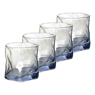 Set of 4 Blue Electroplated Glasses - 10.1 oz