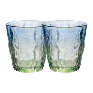 Set of 2 Green and Blue Glasses - 8.8 oz