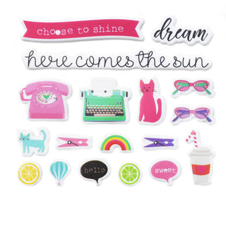 Puffy Icons Bright Sticker Set