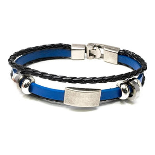 Blue and Black Stud Plate Men's Bracelet