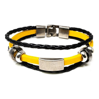 Yellow and Black Stud Plate Men's Bracelet