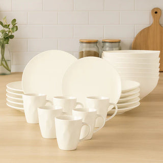 TOVE Dinnerware Set for 4 - Cream Ceramic, 16 Pieces