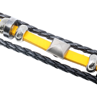 Yellow and Black Stud Plate Men's Bracelet