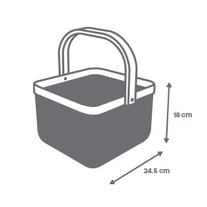 Grey Square Metal Basket with Bamboo Handle