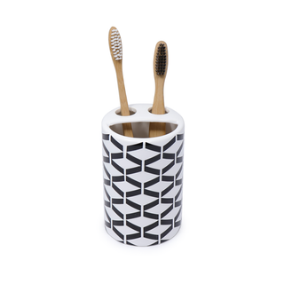 Elegant Toothbrush Holder with Black Decal