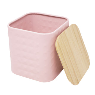 Metallic Pink Storage Container with Bamboo Lid