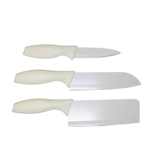 White Kitchen Knife Set - 3 Piece