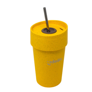 Mustard Yellow Drinking Cup with Straw