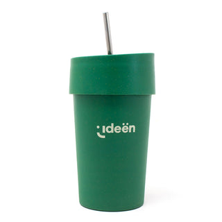 Forest Green Drinking Cup with Straw