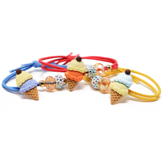 ICE CREAM AND 2 STONES HAIR ELASTIC BAND