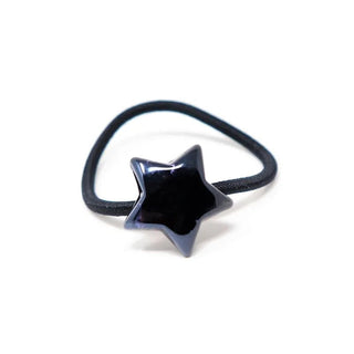 W/BLACK STAR HAIR TIE