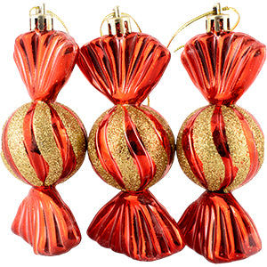 Set of 3 Candy-Shaped Christmas Ornaments – Festive and Colorful Holiday Decorations
