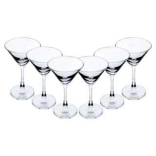 Set of 6 Crystal Martini Glasses - 6.4 oz