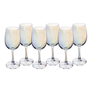 Set of 6 Iridescent Crystal Glasses - 12.2 oz