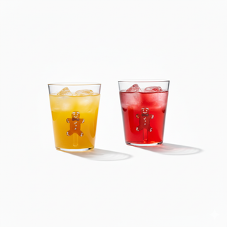 Set of 6 Glasses with Gingerbread Man Inside – 400 ml Clear Holiday Cups
