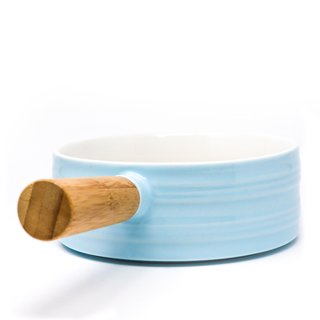 BLUE CERAMIC BOWL WITH HANDLE