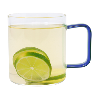 Clear Mug with Blue Handle