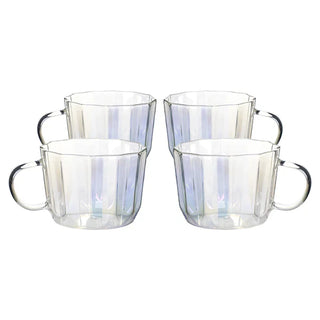 Set of 4 Wavy Crystal Mugs - 13.9 oz