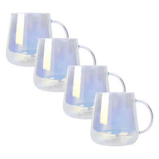 Set of 4 Iridescent Electroplated Mugs - 11.8 oz