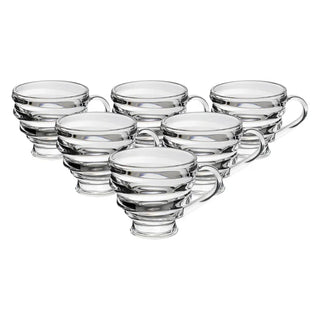 Set of 6 Ringed Crystal Mugs - 7.1 oz