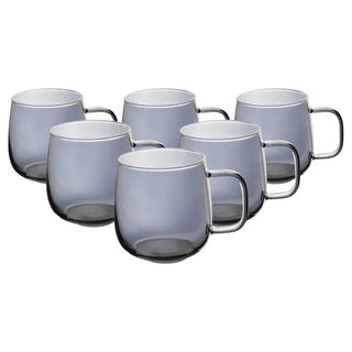 Set of 6 Gray Iridescent Crystal Mugs - 17.9 oz