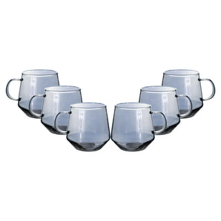 Set of 6 Smoke Crystal Mugs - 12.5 oz
