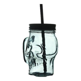 Skull Glass with Straw