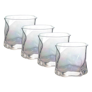 Set of 4 Iridescent Electroplated Whiskey Glasses - 14.0 oz