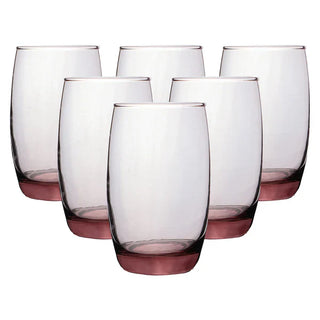 Set of 6 Pink Transparent Glasses - 9.5 oz