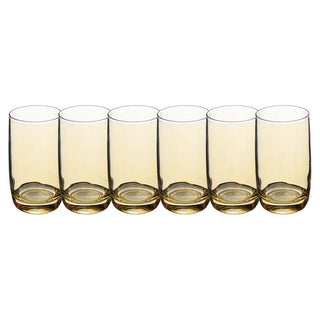 Set of 6 Amber Transparent Glasses - 9.5 oz