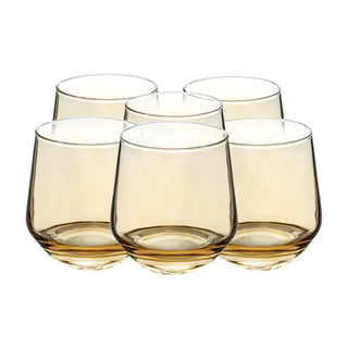 Set of 6 Amber Transparent Glasses - 12.5 oz
