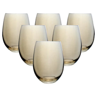 Set of 6 Amber Transparent Glasses - 16.9 oz