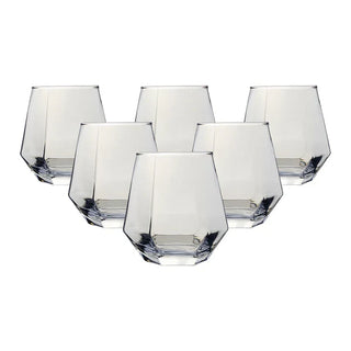 Set of 6 Blue Crystal Glasses - 10.5 oz