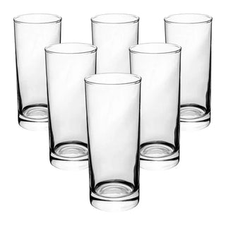 Set of 6 Tall Transparent Crystal Glasses - 10.0 oz
