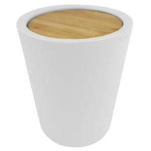White Trash Can with Bamboo Lid
