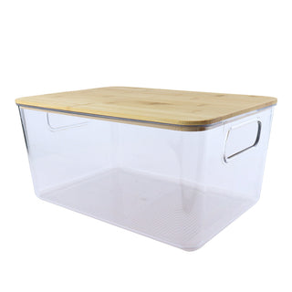 Clear Storage Box with Bamboo Lid