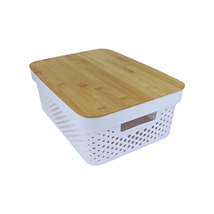 White Storage Container & Bamboo Lid